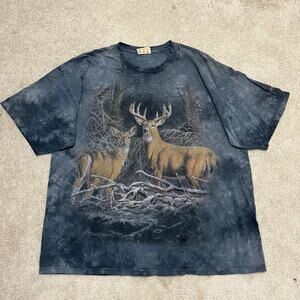 Vintage The Mountain Deer Graphic Tee Wildlife All Over XL